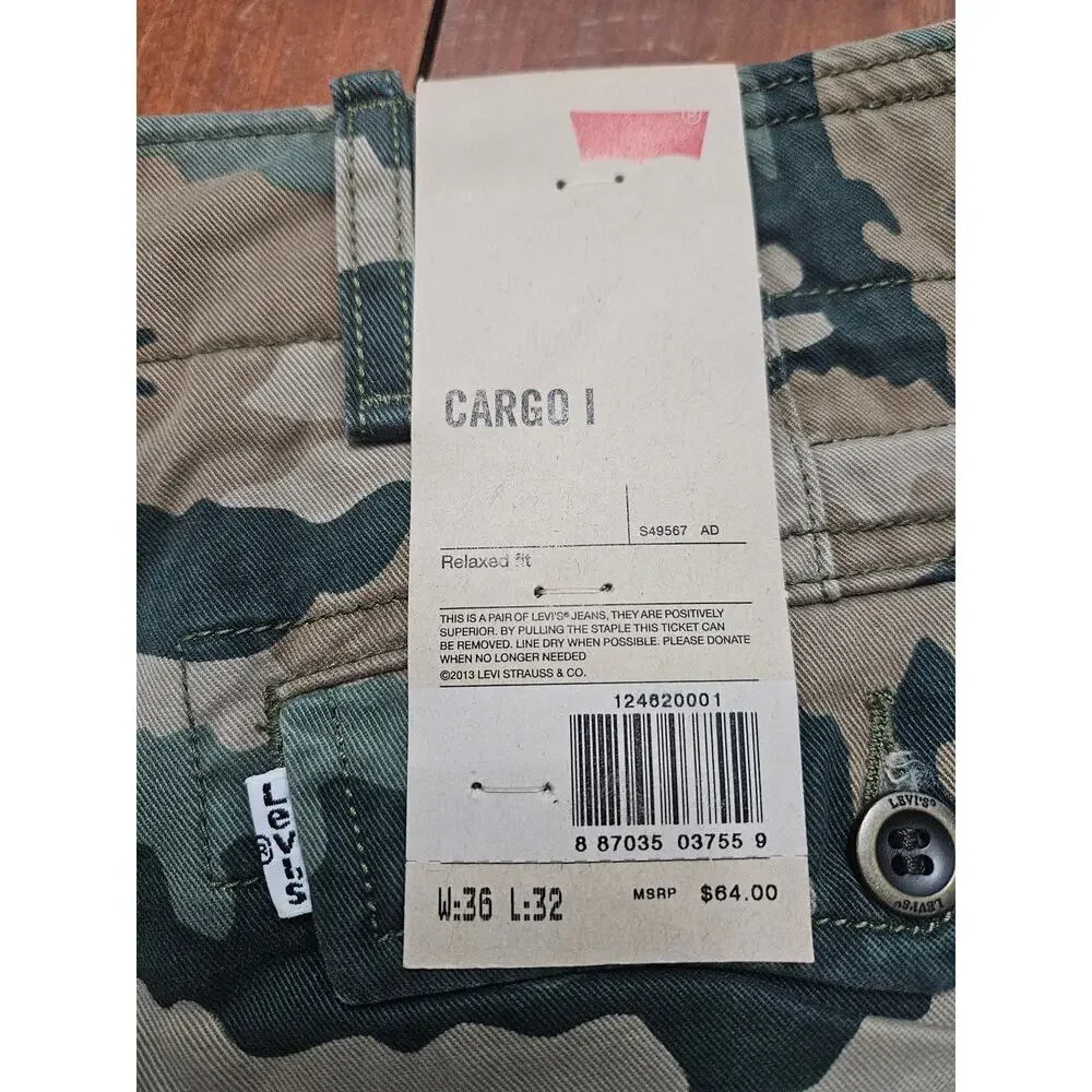 Levi's Cargo I Camo Cargo Pants Men's 36x32 Relaxed Fit NWT Camouflage